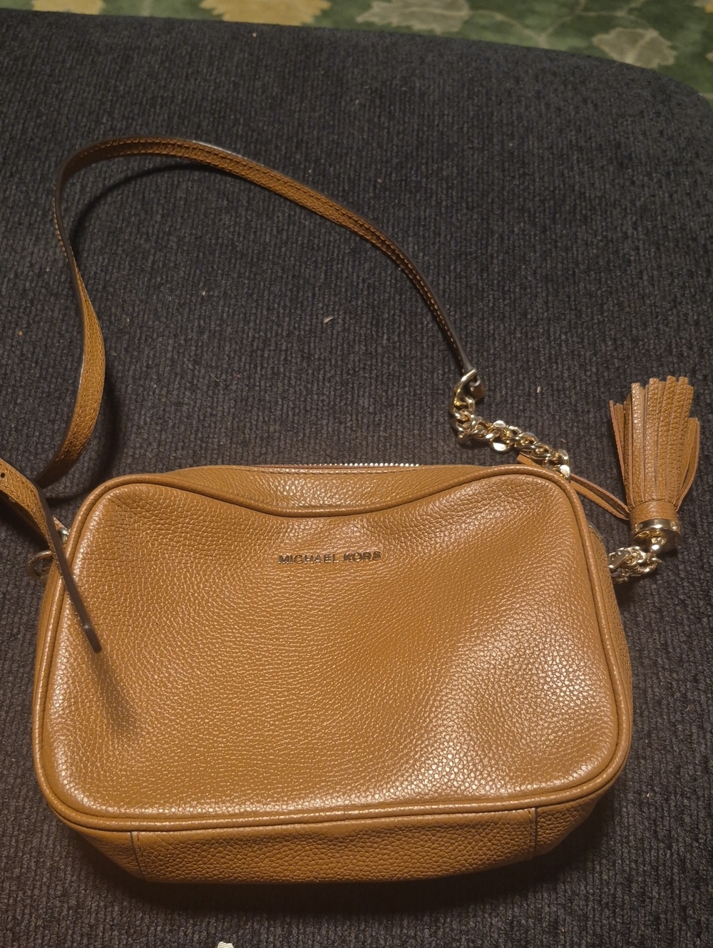Michael Kors Brown Pebbled Leather Crossbody with Tassel